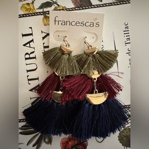 Fringe dangle Statement earrings tri-color
